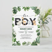 Het is een Baby shower voor jonge Safari-Oerwouden Kaart (Staand voorkant)