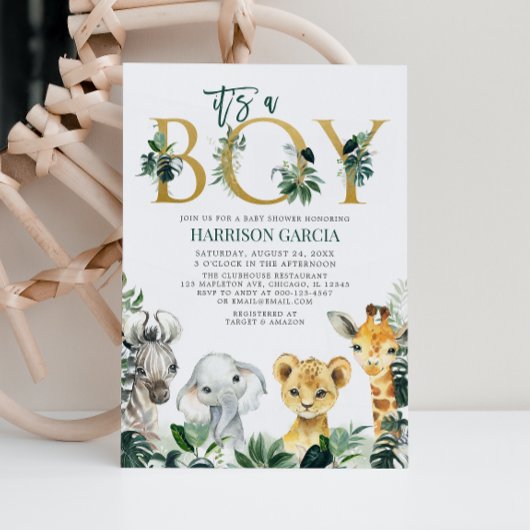 Het is een Baby shower voor jonge Safari-Oerwouden Kaart