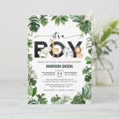 Het is een Baby shower voor jonge Safari-Oerwouden Kaart (Staand voorkant)