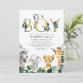 Het is een Baby shower voor jonge Safari-Oerwouden Kaart (Staand voorkant)