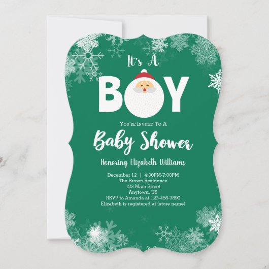 Het is een Baby shower voor Jongen Green Kerstmis. Kaart (Voorkant)