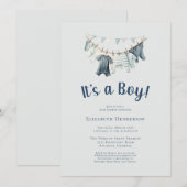 Het is een Baby shower voor jongenskleren Kaart (Voorkant / Achterkant)