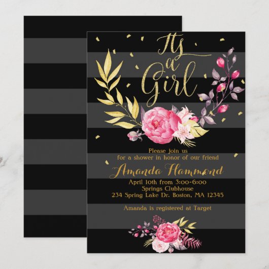 Het is een Baby shower voor meisjes Kaart (Voorkant / Achterkant)