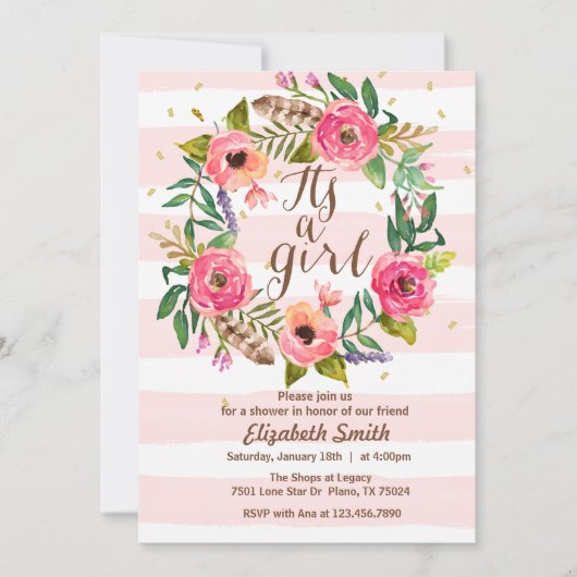 Het is een Baby shower voor meisjes Kaart (Voorkant)