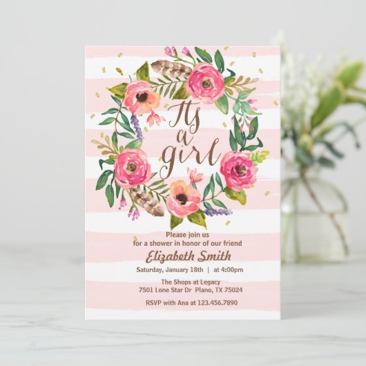 Het is een Baby shower voor meisjes Kaart (Staand voorkant)