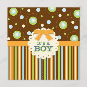 Het is een Baby shower voor Oranje en blauwe plekk Kaart