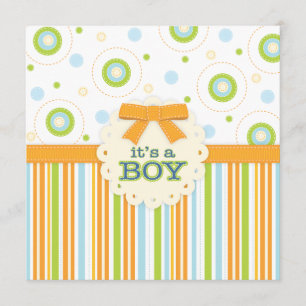 Het is een Baby shower voor Oranje en blauwe plekk Kaart