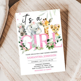 Het is een Baby shower voor vrouwelijke Safari-die Kaart