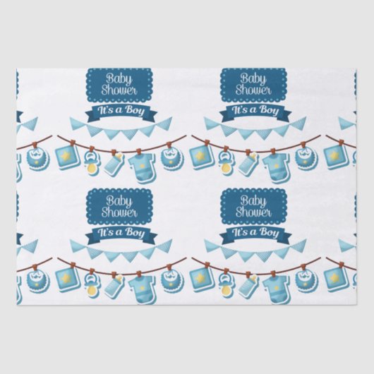 Het is een Baby shower-weefselpapier voor jongen Tissuepapier (Voorkant)