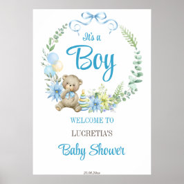 Het is een baby shower-welkomstbord van de jongen  poster