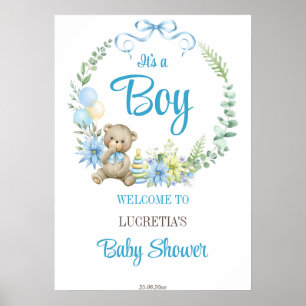 Het is een baby shower-welkomstbord van de jongen  poster