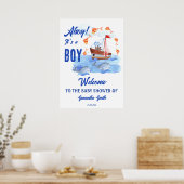 Het is een baby shower-welkomstteken voor jongen. poster (Keuken)