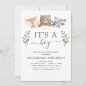 Het is een Baby shower Woodland Greenery. Kaart (Voorkant)