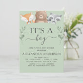 Het is een Baby shower Woodland Greenery. Kaart (Staand voorkant)