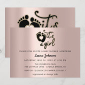 Het is een Baby shower zwart Roos met een meisjess Kaart (Voorkant / Achterkant)