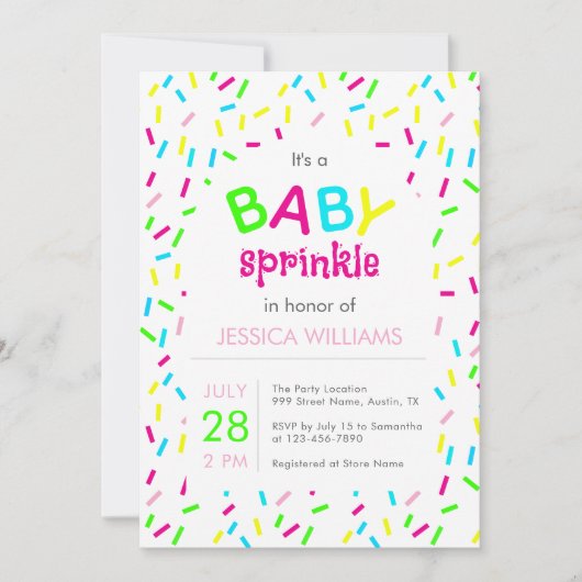 Het is een Baby Sprinkle Shower Rainbow Sprinkles Kaart (Voorkant)