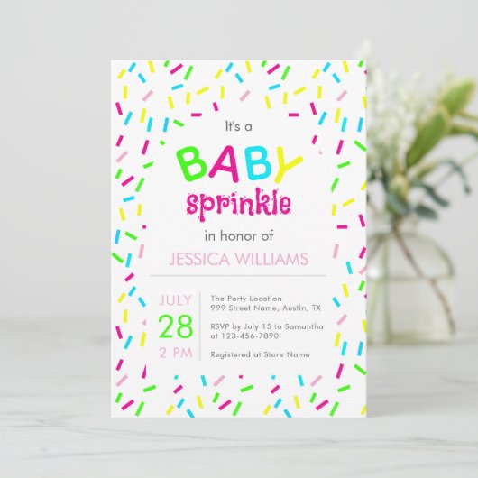 Het is een Baby Sprinkle Shower Rainbow Sprinkles Kaart (Staand voorkant)