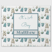 Het is een Baby van een jongen Clothes Line Name Cadeaupapier (Vlak)
