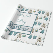 Het is een Baby van een jongen Clothes Line Name Cadeaupapier (Uitgerold)