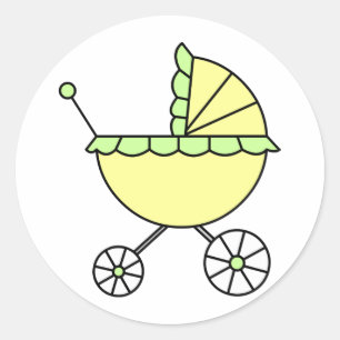 Het is een Baby. Yellow Green Baby Carriage Ronde Sticker