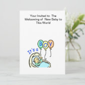 Het is een babydouche-uitnodiging voor een jongen kaart (Staand voorkant)
