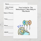 Het is een babydouche-uitnodiging voor een jongen kaart (Voorkant / Achterkant)