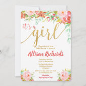 Het is een babydoucheuitnodiging voor meisjes. kaart (Voorkant)