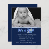 Het is een babyjongen geboorteaankondiging aankondiging (Voorkant / Achterkant)