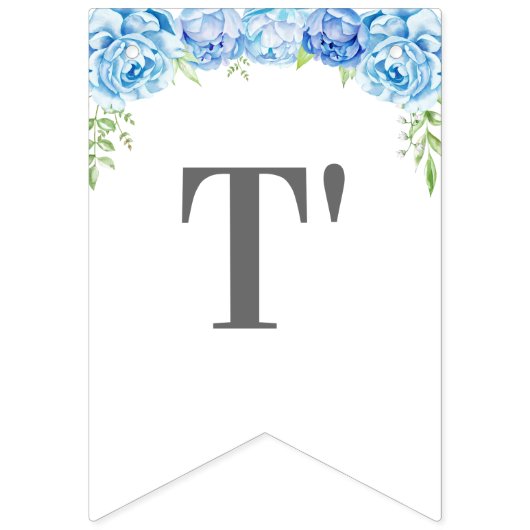 Het is een babyjongen Lichte Blauwe Floral Shower  Vlaggetjes (Derde vlag)