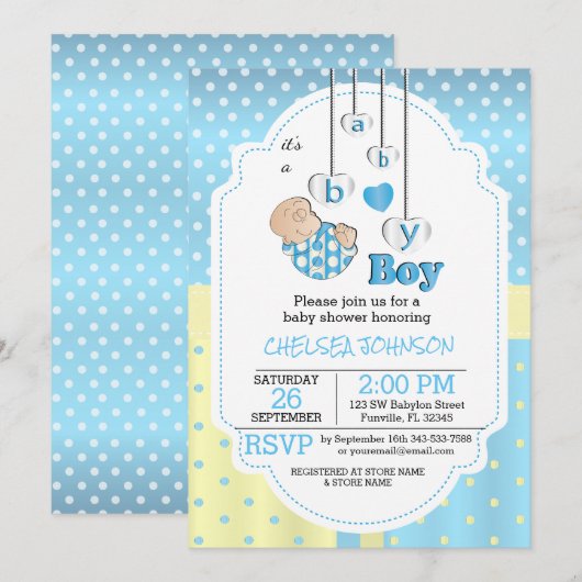 Het is een babyjongen | Schattigee Blauwe Baby Kaart (Voorkant / Achterkant)