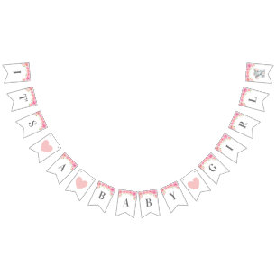 Het is een babymeisje roze pink pony Floral Shower Vlaggetjes