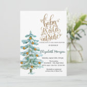 Het is een babyshower met koude waterverf dennenbo kaart (Staand voorkant)