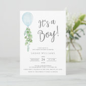Het is een Ballon Eucalyptus Baby shower voor een  Kaart (Staand voorkant)