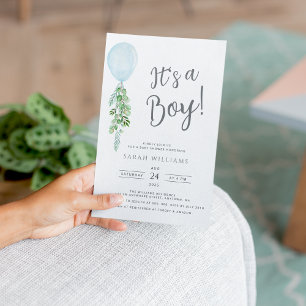 Het is een Ballon Eucalyptus Baby shower voor een Kaart