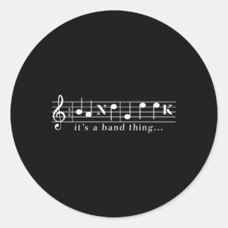 Het is een bandding dat geek muziek noot laat hore ronde sticker