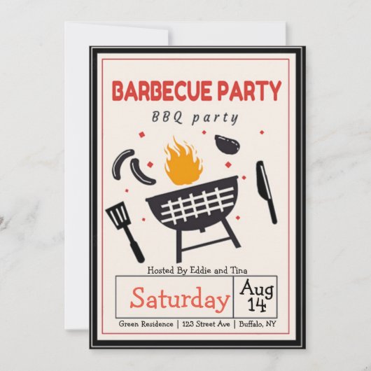 Het is een Barbecue Party Kaart (Voorkant)