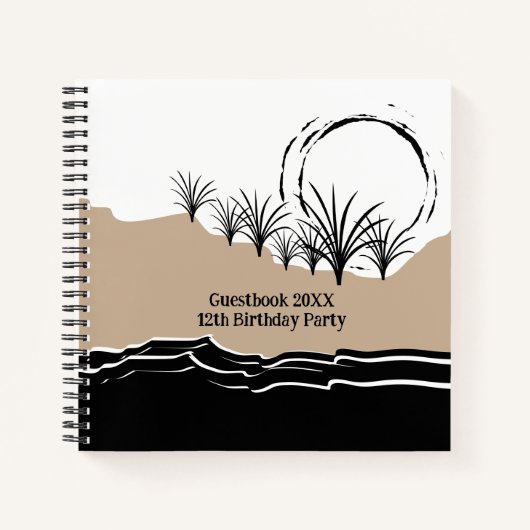 Het is een 'Beach Birthday Party Guest Book' Notitieboek (Voorkant)