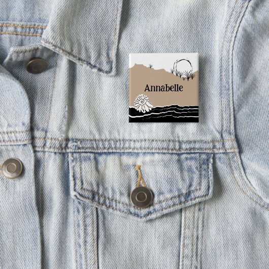 Het is een Beach Birthday Party naam Vierkante Button 5,1 Cm (In situ)