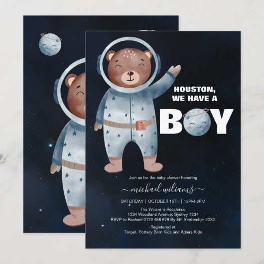 Het is een beer baby shower. kaart (Voorkant / Achterkant)