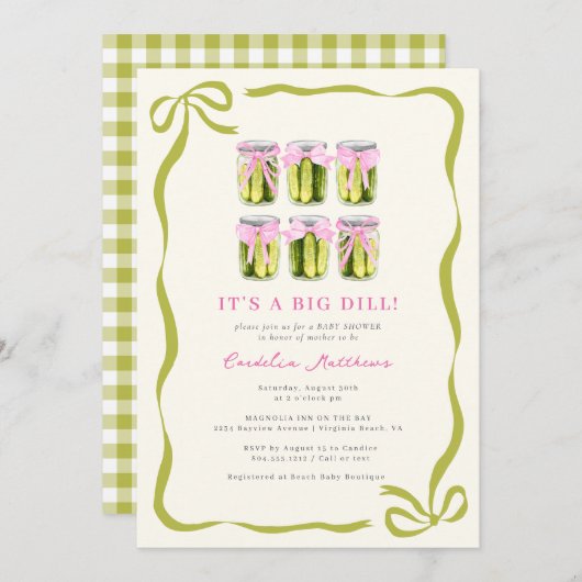 Het is een Big Dill Pickle Coquette Bow Baby showe Kaart (Voorkant / Achterkant)