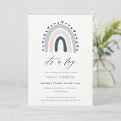 HET IS EEN BLAUW HARTRAINBOW BABY SHOWER INVITE BEDANKKAART (Staand voorkant)