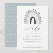 HET IS EEN BLAUW HARTRAINBOW BABY SHOWER INVITE BEDANKKAART (Voorkant / Achterkant)