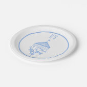 Het is een   blauwe babyjongen aankondiging papieren bordje (Gekanteld)