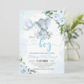 Het is een blauwe ballon van een olifantenjongen kaart (Staand voorkant)