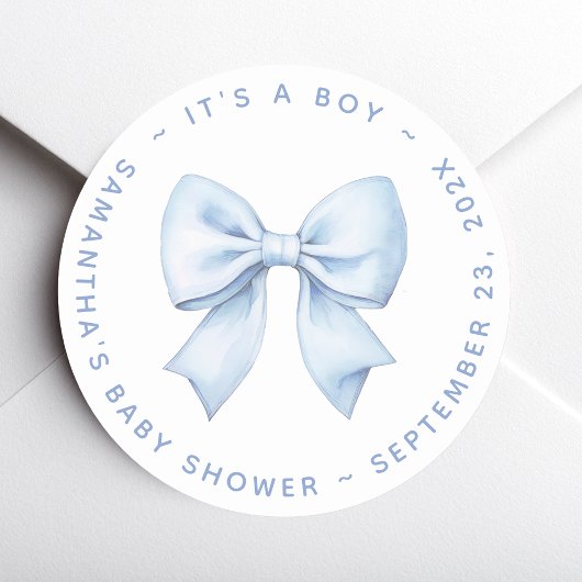Het is een Blauwe Boog Baby Shower Ronde Sticker