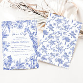 Het is een Blauwe Jongen Baby Shower Safari Toile Kaart