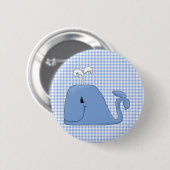 Het is een blauwe walvis ronde button 5,7 cm (Voorkant /achterkant)