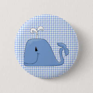 Het is een blauwe walvis ronde button 5,7 cm
