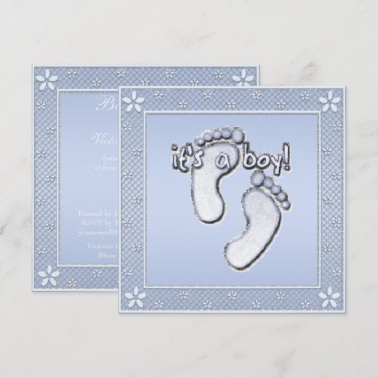 Het is een Blue Baby shower van een paddenstoel Kaart (Voorkant / Achterkant)