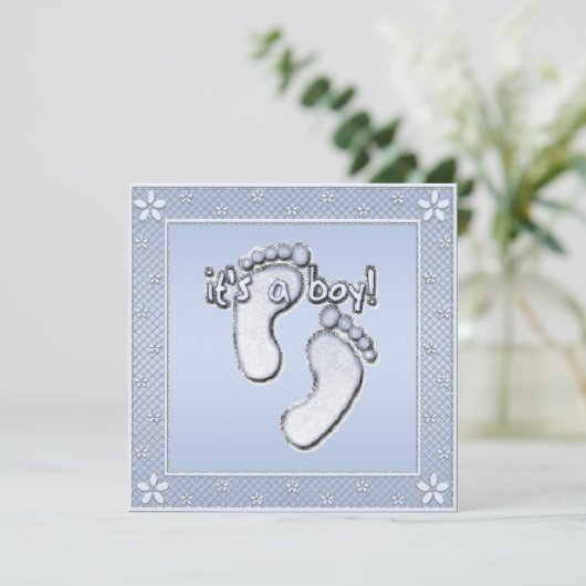Het is een Blue Baby shower van een paddenstoel Kaart (Staand voorkant)
